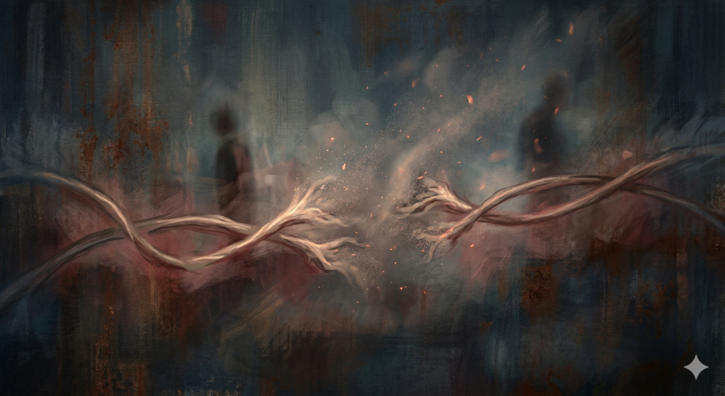 An image symbolising the breaking down of friendships; of the difficulty maintaining autistic friendships